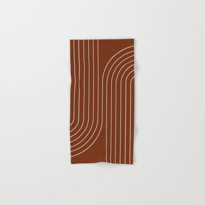 Minimal Line Curvature XIX Brick Red Mid Century Modern Arch Abstract Bath Towel Gallery Image 1