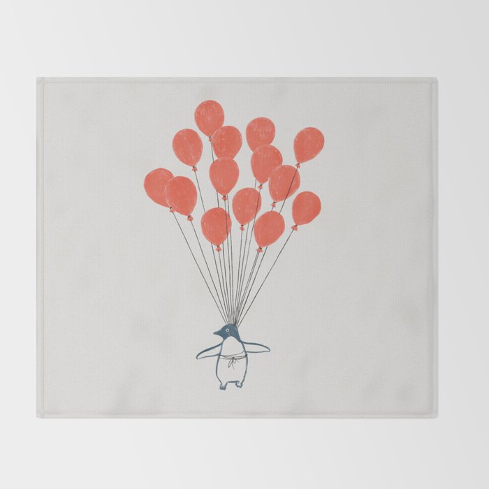 Penguin Balloons Throw Blanket Gallery Image 2