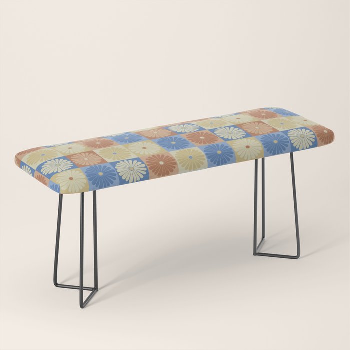 Retro Flowers Check Pattern VIII Bench Gallery Image 1