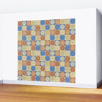 Retro Flowers Check Pattern VIII Wall Mural Gallery Image 2