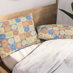 Retro Flowers Check Pattern VIII Pillow Sham Gallery Image 2