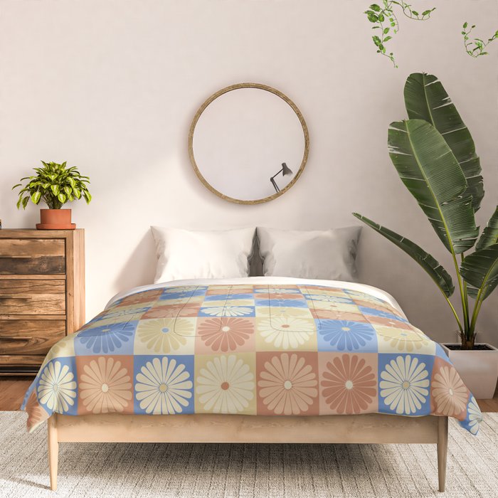 Retro Flowers Check Pattern VIII Comforter Gallery Image 3