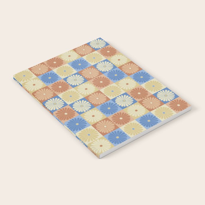 Retro Flowers Check Pattern VIII Notebook Gallery Image 1