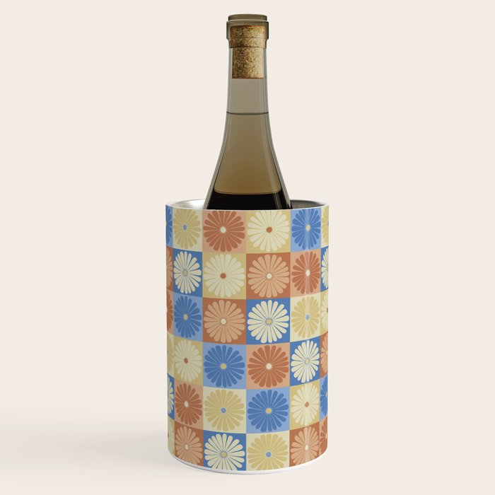 Retro Flowers Check Pattern VIII Wine Chiller Gallery Image 1