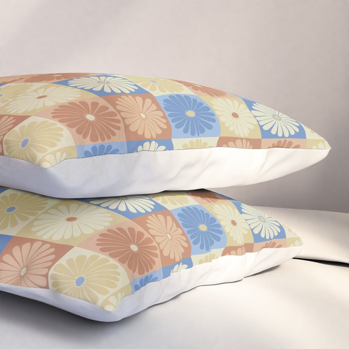 Retro Flowers Check Pattern VIII Pillow Sham Gallery Image 3