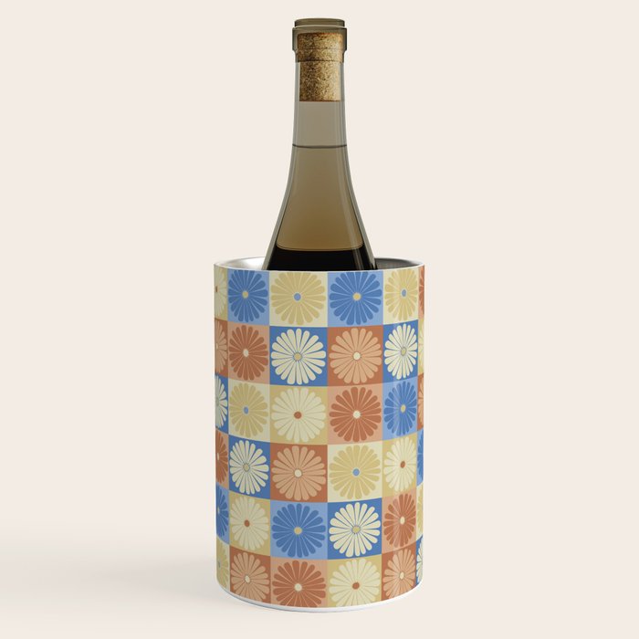 Retro Flowers Check Pattern VIII Wine Chiller Gallery Image 2