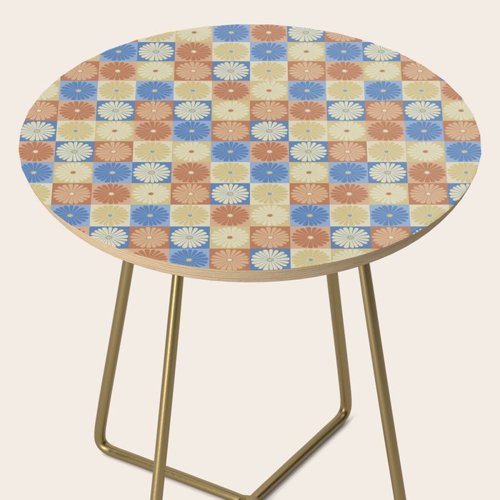 Retro Flowers Check Pattern VIII Side Table Gallery Image 2