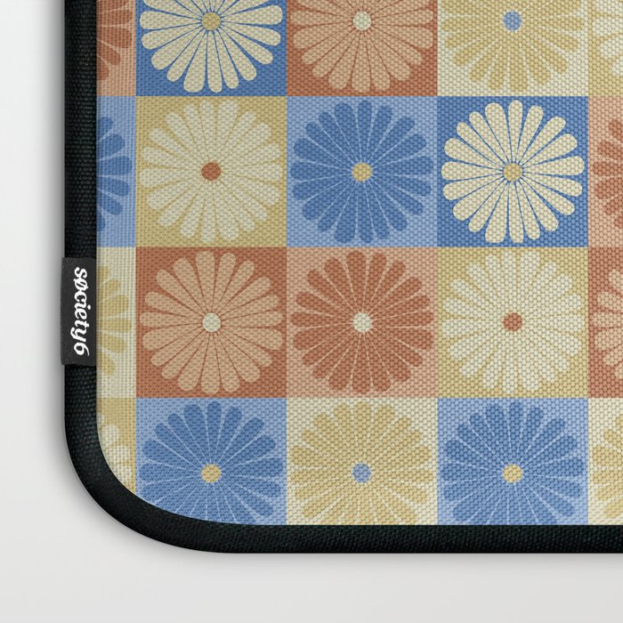 Retro Flowers Check Pattern VIII Laptop Sleeve Gallery Image 3
