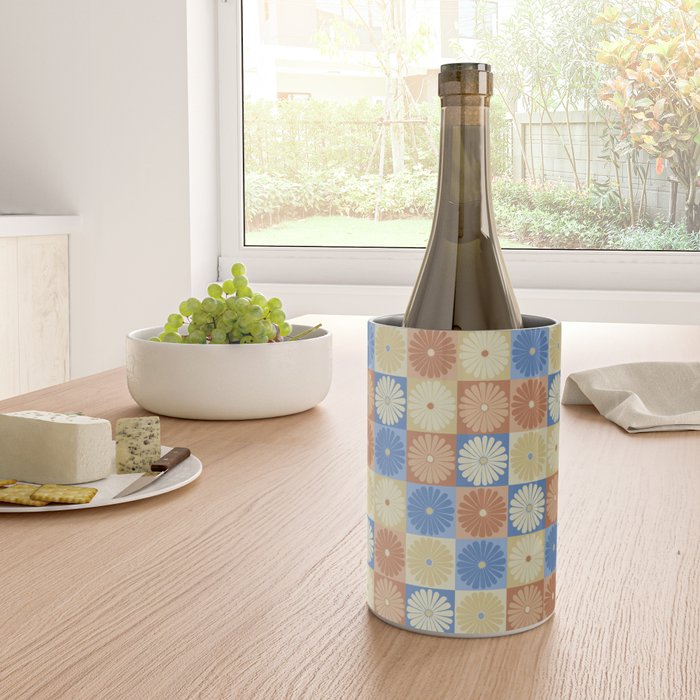 Retro Flowers Check Pattern VIII Wine Chiller Gallery Image 4