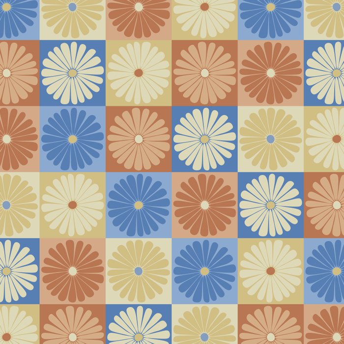 Retro Flowers Check Pattern VIII Coffee Mug Gallery Image 2