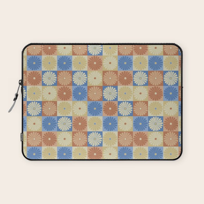 Retro Flowers Check Pattern VIII Laptop Sleeve Gallery Image 1