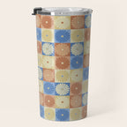 Retro Flowers Check Pattern VIII Travel Mug Gallery Image 3