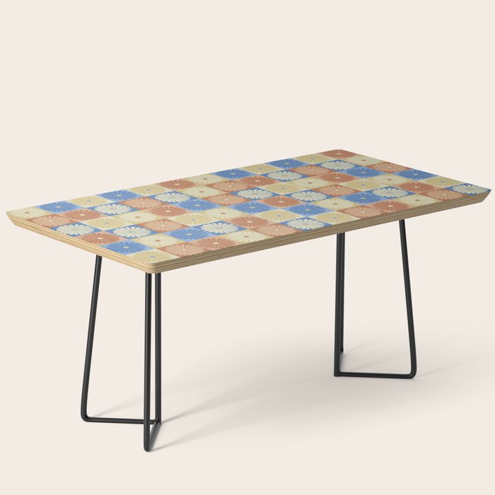 Retro Flowers Check Pattern VIII Coffee Table Gallery Image 1
