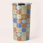 Retro Flowers Check Pattern VIII Travel Mug Gallery Image 1
