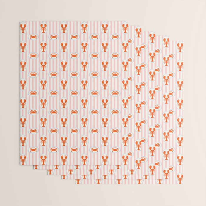Vintage lobster crab stripe art pattern Wrapping Paper Gallery Image 3