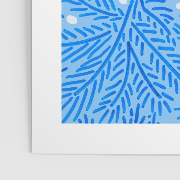 Winter Berries & Pine Branches in Blue Poster Gallery Image 3