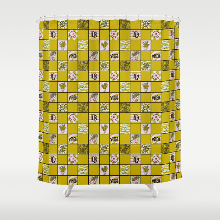 Virgo Checkered Print Shower Curtain Gallery Image 1