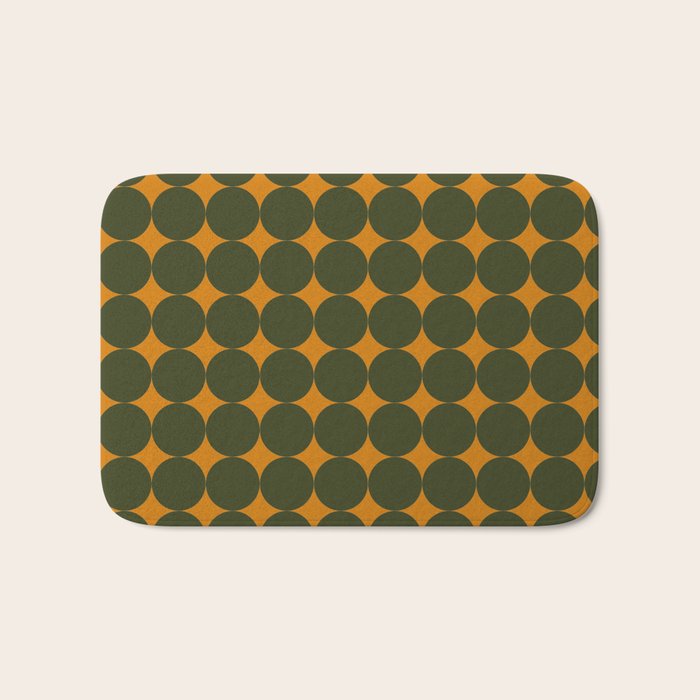 Circles/Sparks (Olive & Orange) Bath Mat Gallery Image 1