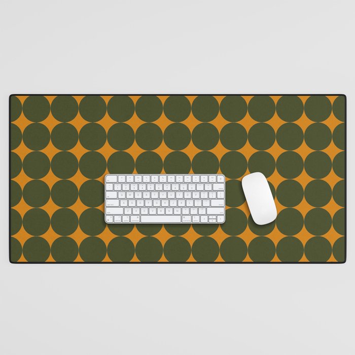 Circles/Sparks (Olive & Orange) Desk Mat Gallery Image 1
