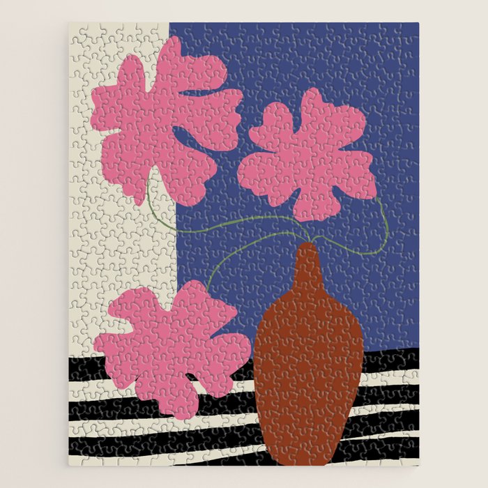 Pink flower pot with Stripe  Jigsaw Puzzle Gallery Image 1