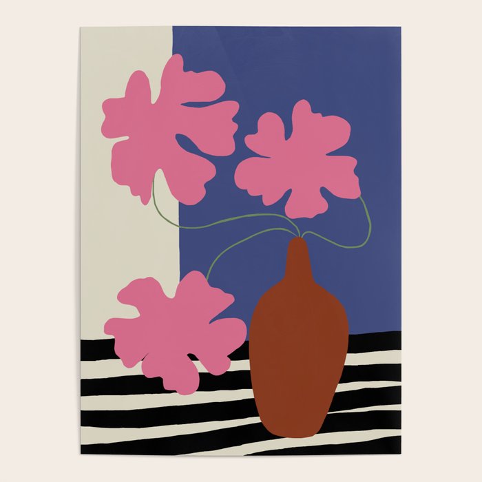 Pink flower pot with Stripe  Poster Gallery Image 4