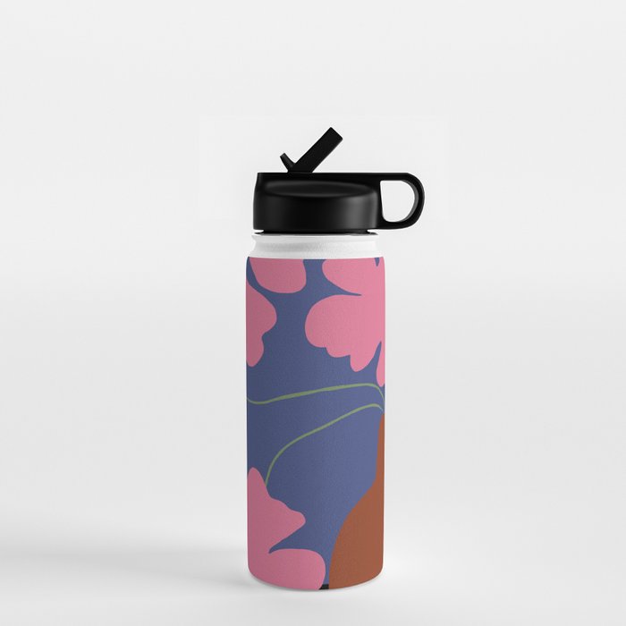 Pink flower pot with Stripe  Water Bottle Gallery Image 1