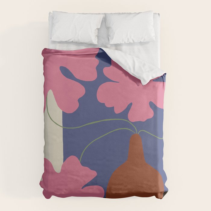 Pink flower pot with Stripe  Duvet Cover Gallery Image 1