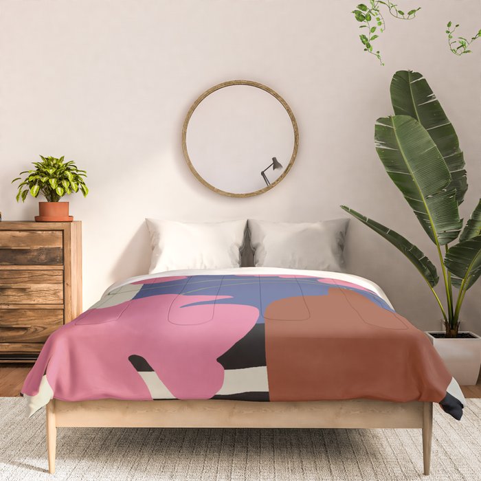 Pink flower pot with Stripe  Comforter Gallery Image 3