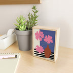 Pink flower pot with Stripe  Mini Art Print Gallery Image 2