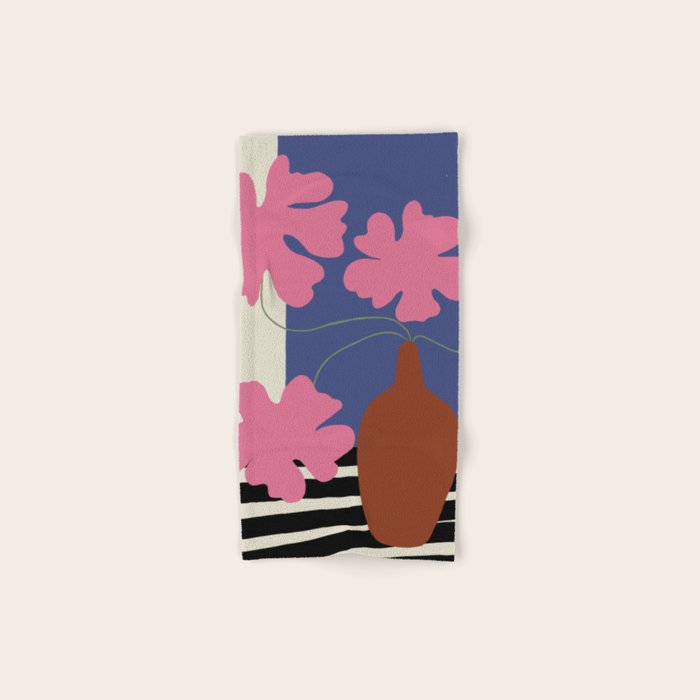 Pink flower pot with Stripe  Bath Towel Gallery Image 1