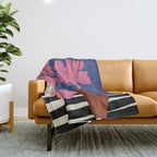 Pink flower pot with Stripe  Throw Blanket Gallery Image 1