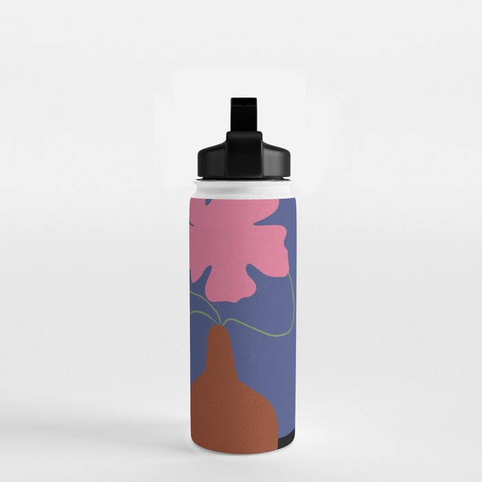 Pink flower pot with Stripe  Water Bottle Gallery Image 2