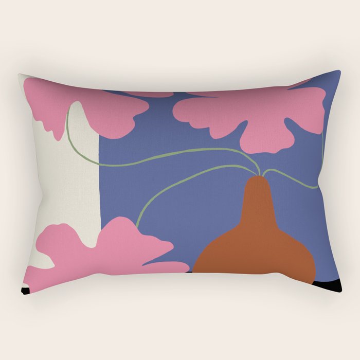 Pink flower pot with Stripe  Rectangular Pillow Gallery Image 2