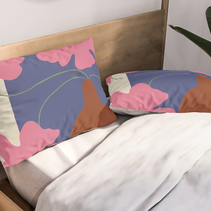 Pink flower pot with Stripe  Pillow Sham Gallery Image 2