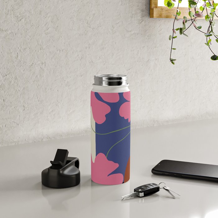 Pink flower pot with Stripe  Water Bottle Gallery Image 4