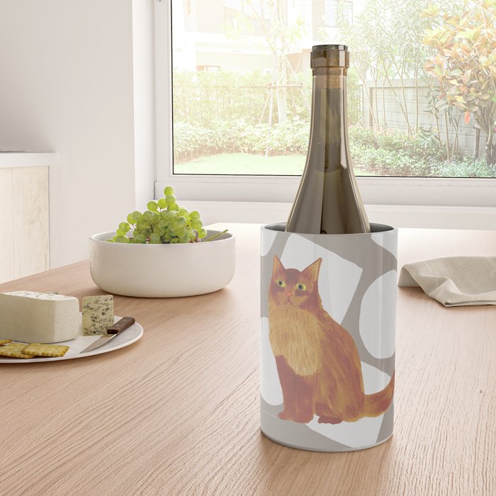 Round and Square Shape and Cat - Dark Brown and Warm Grey Wine Chiller Gallery Image 4