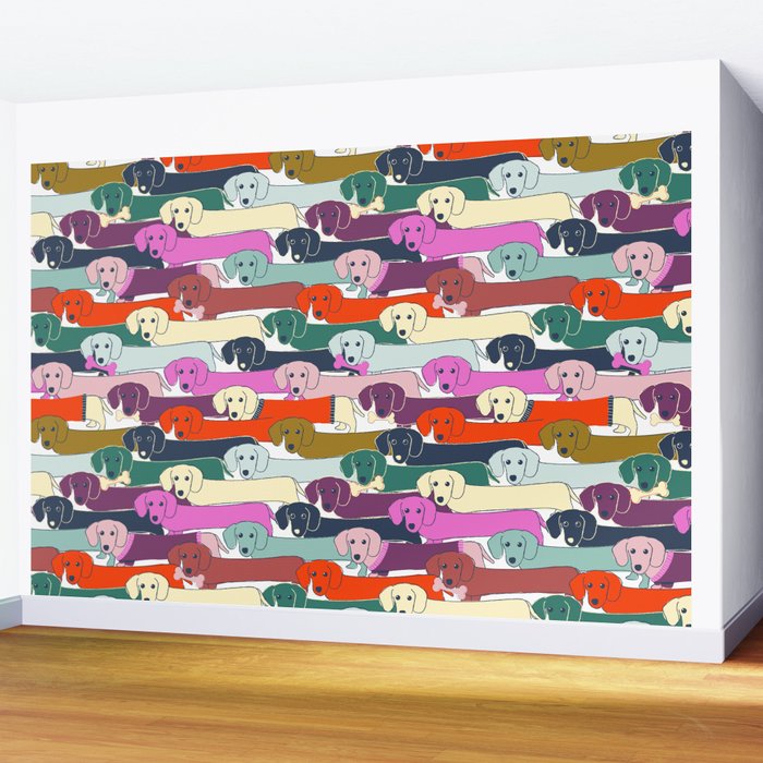 colored doggie pattern Wall Mural Gallery Image 2