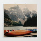 Moraine Lake Canoes Wood Wall Art Gallery Image 1