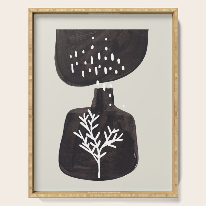 Mid Century Minimalist Black Ink Tribal Vase Abstract Vase Shapes Floral Plant Serving Tray Gallery Image 1