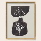 Mid Century Minimalist Black Ink Tribal Vase Abstract Vase Shapes Floral Plant Serving Tray Gallery Image 1