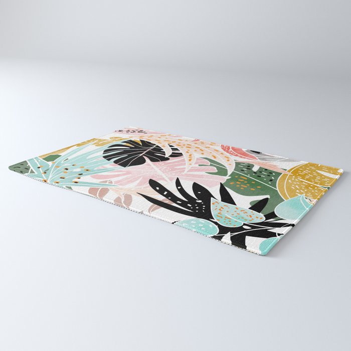 Veronica, Tropical Eclectic Bold Monstera Palm Illustration Nature Modern Colorful Jungle Rug Gallery Image 3