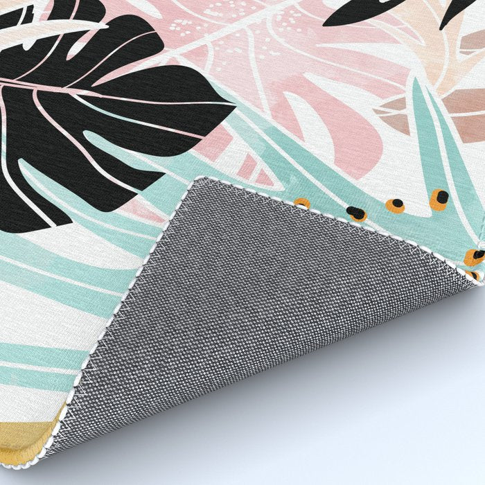 Veronica, Tropical Eclectic Bold Monstera Palm Illustration Nature Modern Colorful Jungle Rug Gallery Image 4