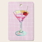 Pink Aesthetic Martini Glass with Cherry Cutting Board Gallery Image 1