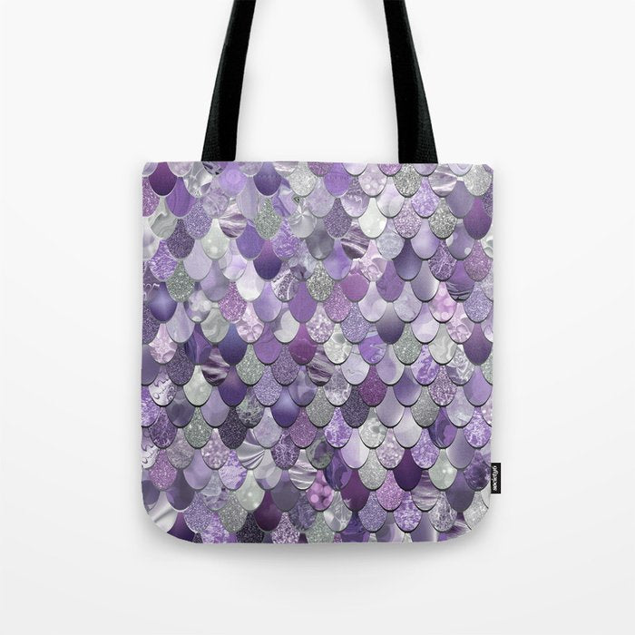 Mermaid Purple and Silver Tote Bag Gallery Image 1