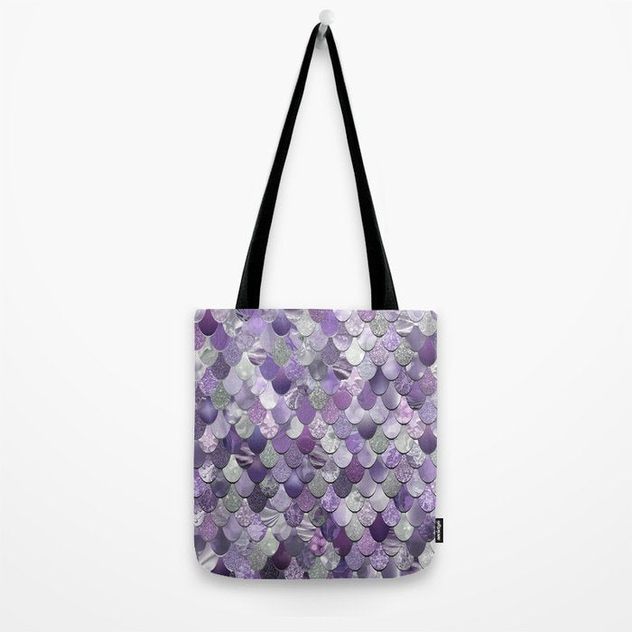 Mermaid Purple and Silver Tote Bag Gallery Image 2