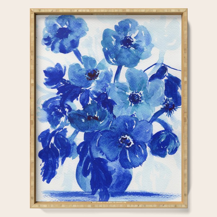 blue stillife Serving Tray Gallery Image 1