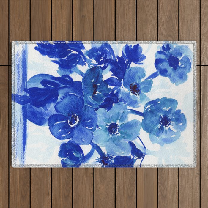 blue stillife Outdoor Rug Gallery Image 1