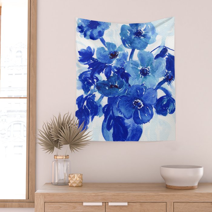 blue stillife Wall Tapestry Gallery Image 2