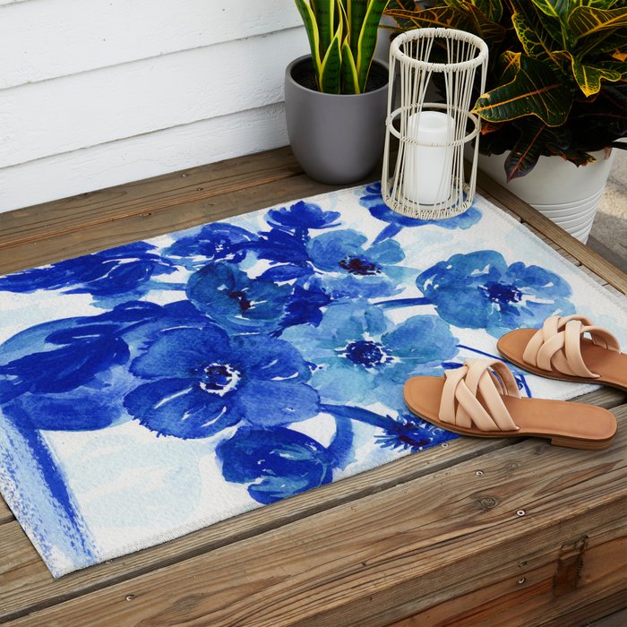 blue stillife Outdoor Rug Gallery Image 2