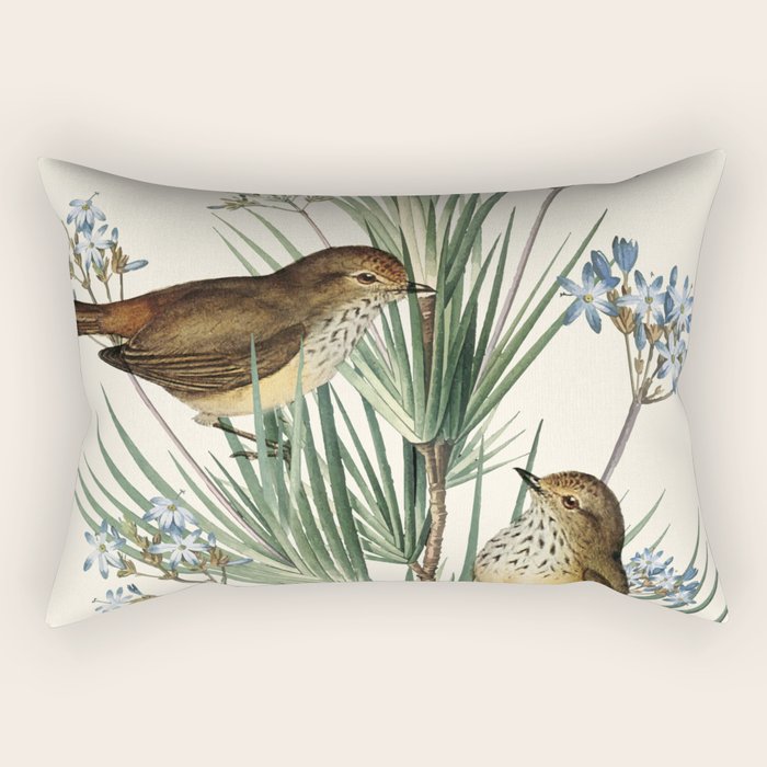 Little Birds and Flowers III Rectangular Pillow Gallery Image 1
